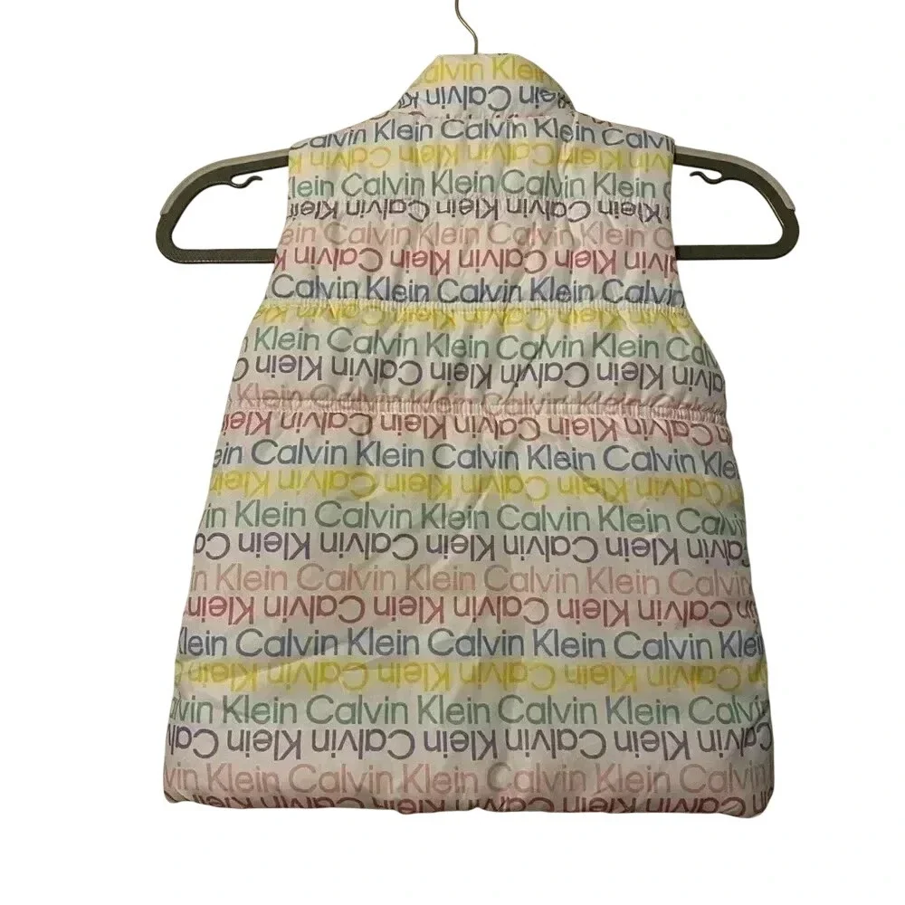 Calvin Klein Jeans‎ Kids Rainbow Logo Puffer Vest White Size 6